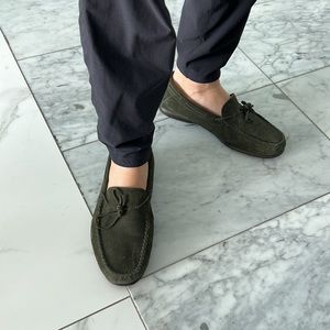 Massimo Dutti green suede men’s loafers size 43